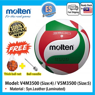 [Shop Malaysia] 🌟🆂🅰🅻🅴🌟 MOLTEN V5M3500 / V5M4000 VOLLEYBALL 100% ORIGINAL free thick ball net & needle
