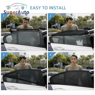 SuperAuto Car Window Cover Sunshade Sun Shade Curtain UV Protection Shield Pair Visor Mesh Solar Mosquito Dust Protection