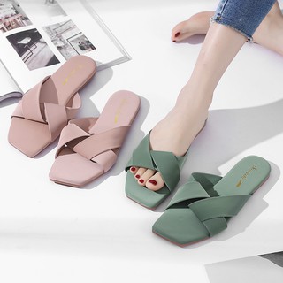 (hot) Women Summer Anti-slip Fashion Concise Casual All-match Solid Color Slippers