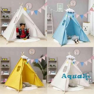 ✿ℛLarge Canvas Kids Teepee Play Tent Childs Wigwam Wooden Indoor Outdoor Playhouse