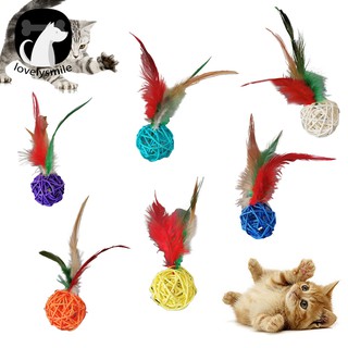 Lovelysmile Cats Rattan Ball Feather Bell Bite-resistant Scratch Toy