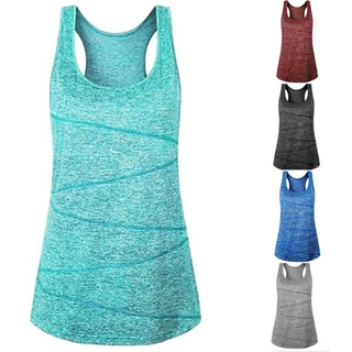 Women's Sport Casual Solid Color Yoga Vest Quick Drying Fabric Sleeveless Fitness Vest Running T-Shirts Tops