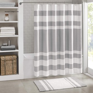 SPP_Waterproof Polyester Stripe Anti Mould Bathroom Shower Curtain Liner with Hook