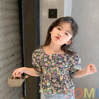 DOMI Fashion children's floral shirt 2020 summer new girl Korean style small square collar short sleeve top