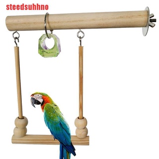 {steedsuhhno}Wooden Parrot Bird Cage Perches Stand Tree Branch Pet Budgie Hanging Toys AAI