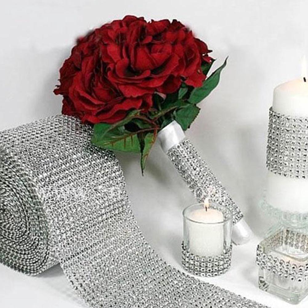 1 Yard Silver Glitter Wedding Bridal Bouquet Wrap Ribbon Roll Mesh Stock