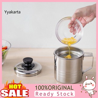 yak.cfgj_1.2L Stainless Steel Oil Strainer Pot Container Jug Storage Can with filter