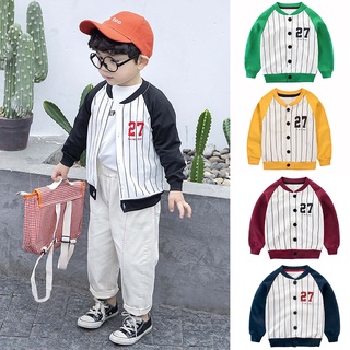 Autumn Kids Boys Number Printed Baseball Jacket Coat Clothing Children Outerwear