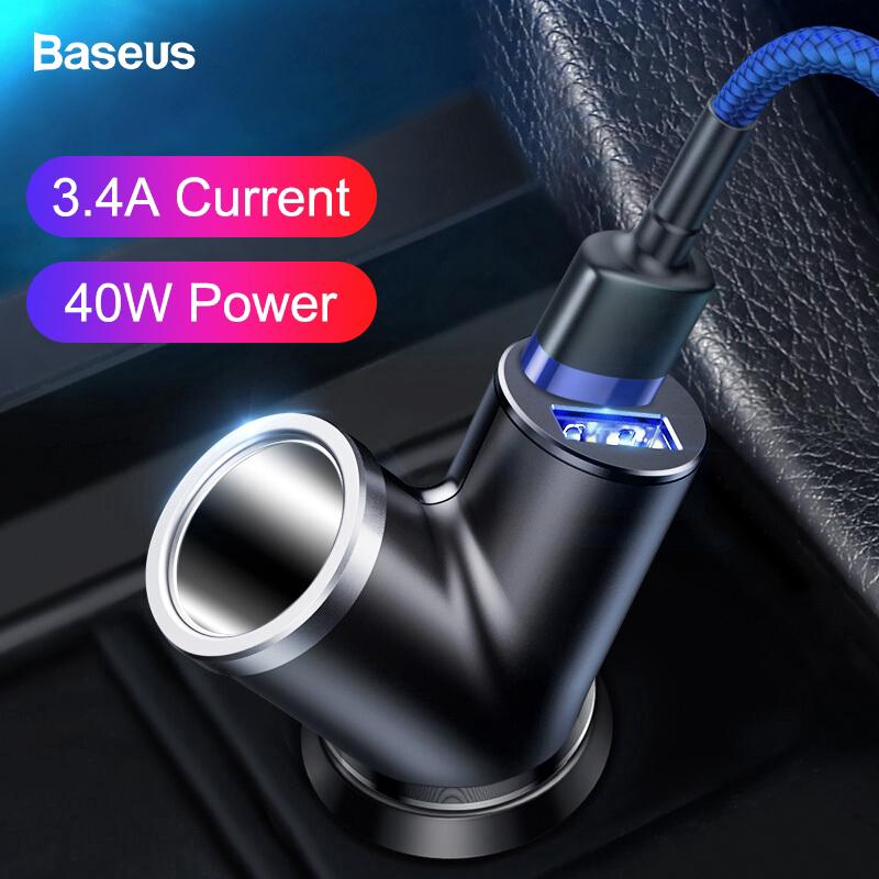 Baseus Dual USB Car Charger 3.4A Fast Charging Car Phone Charger Adapter