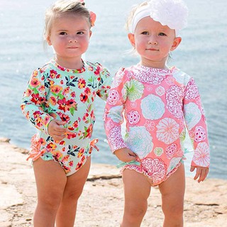 Toddler Baby Girl Kids Swimwear Floral Printed Bikini Swimsuit Beach One Piece