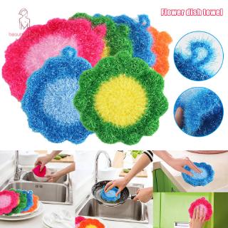 Flower Shaped Dish Scrubber Sponge Non-Scratch Bowls Pan Cleaning Cloth Kitchen Tool