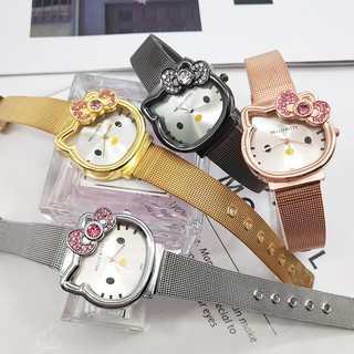 Hello Kitty Gold&Silver Steel Quartz for Women Girl Kids Wrist Watch