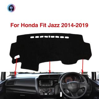 For Honda Fit Jazz 2014 2015 2016 2017 2018 2019 Car Accessories Sun Protection Car dashboard covers mat Anti-Slip Mat Dashboard Cover Pad Sunshade Dashmat Polyester Black Flannel Leather material (1)
