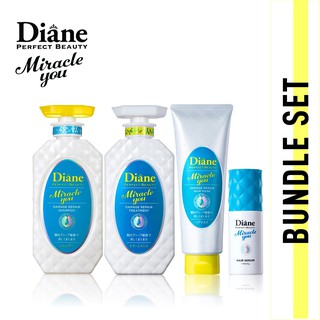 [Bundle of 4] Moist Diane Miracle You Damage Repair Shampoo (450ml) + Treatment (450ml)+Hair Mask (150g) + Serum (60ml)