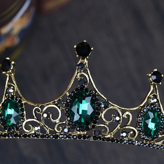 Vintage Small Baroque Green Crystal Bridal Crown Boutique Headwear Wedding Tiara