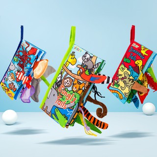 Baby three-dimensional animal tail cloth book multi-touch English soft book