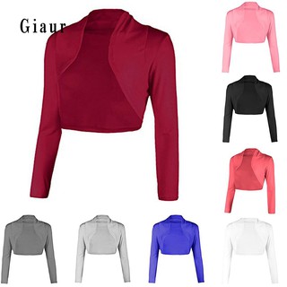 GA_Solid Color Long Sleeve Women's Shrugs Short Coat Slim Fit Small Cardigan