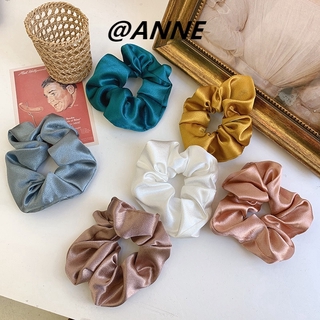 【ANNE】Ins -Satin Silk Fashion Scrunchies,Sweet Solid Color Elastic Hair Bands,Hair Ties Ropes For Women Girls