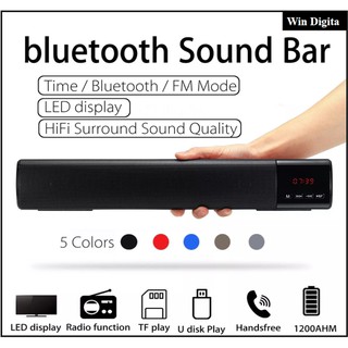B28S bluetooth Soundbar Speaker Portable Wireless Subwoofer 3D Surround Speakers HiFi Support FM Radio Clock TF US