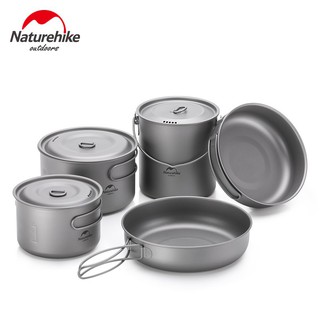 Naturehike Outdoor Titanium Pot Frying Pan Ultralight Camping Picnic Tableware Hang Pot