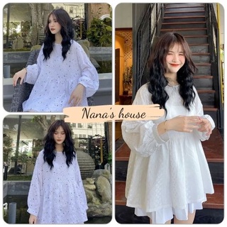 Nana'S House Long Sleeve Babydoll Shirt - Lady's House - basic Ulzzang white fluffy blouse