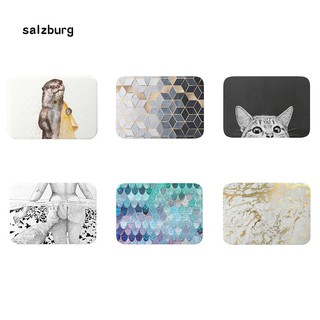 HOT SALE Cute Otter Cat Geometric Patterns Anti-Slip Bathroom Floor Mat Home Rugs Decor