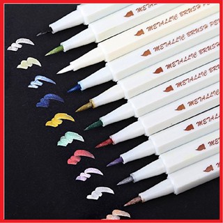 STA 6551 10Colors Metallic Marker Pens Scrapbooking Crafts Soft Brush Pen Art Markers
