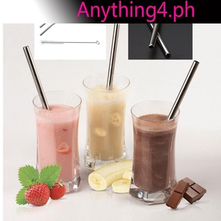 ❤Any❤Bar 4pcs Reusable Metal Stainless Steel Drinking Straws + 1pc Cleaner Brushes