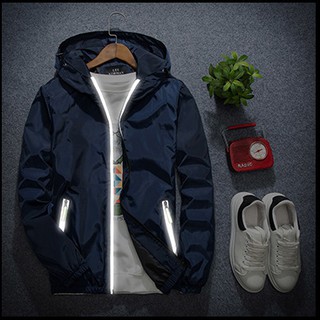 Night Reflective Zipper Windbreaker Clothing Overalls Outdoor Jacket Coat