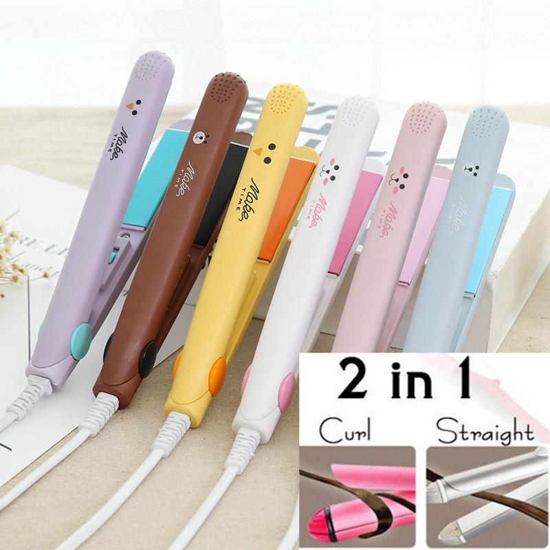 Mini Cartoon Electronic Hair Straighteners 2 In 1 Dry Wet Curler Styling Tools (1)