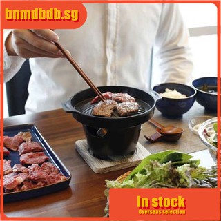 bnmdbdb.sg Korean Portable Mini BBQ grill&brazier with solid fuel / Korean Round Smokeless Carbon Oven Charcoal Oven Bbq Stove / One-person Korean-style family barbecue oven oven with a smoke-free barbecue grill indoor small grill oven oven.