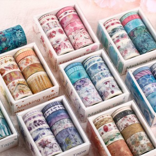 10 Rolls/Set Washi Tape Decorative Masking Tapes Sticky Paper Tape for Journals DIY Crafts Gift Wrapping
