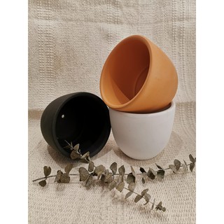 SG LOCAL SELLER🍃 Terracotta with Base Tray Black / White / Sand Round Planter Flower Pot
