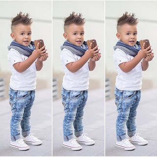 EST New 2pcs Toddler Kids Baby Boy Infant T-shirt Top+Jeans Pants Clothes Outfit