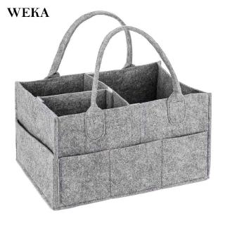 weka Baby Diaper Caddy Felt Basket With Changeable Compartments Bag Storage Nursery For Car ,Travel Gray Creative