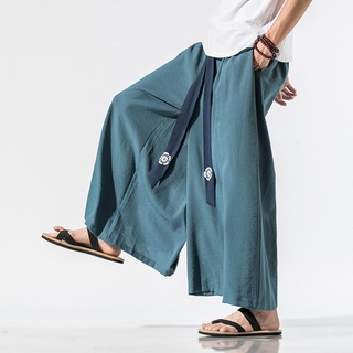 Han element Chinese style fairy qi Song trousers skirt pants improved Hanfu Tang suit men's ethnic retro style Zen layman's clothing