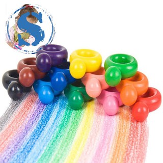 Toddler Crayons,12 Colors Paint Crayons for Baby,Ring Shaped Washable Wax Crayon