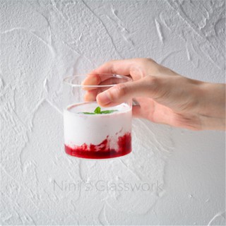 【Two shipments】Ins cold wind handmade glass round transparent dessert cup cold drink cup microw