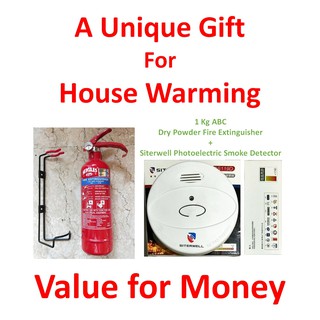 1 kg ABC Dry Powder Fire Extinguisher and 9v Battery Operated Smoke Detector