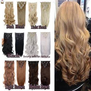 24inch 18 Clips On Hair Extension Curly Hairpiece Silky Hair Extensions