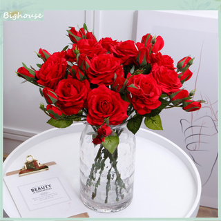 Big_Artificial Flower Multi-use Bright-colored Faux Silk Flower Decorative Rose Display for Gifts