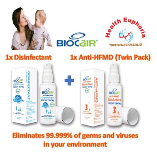 BioCair 1 Disinfectant + 1 BioActive Anti- HFMD Pocket Spray (Twin Pack) [Ready Stock]