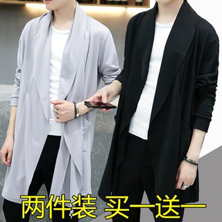۞Large Size Spring Trench Coat Men's Mid-Length Korean-Style Slim-Fit Fashionable Cape Thin Coat Handsome Spring Clothesla 5rNI