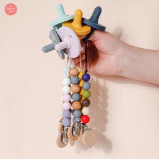 【Ready Stock】1pc Silicone Teeether Soft Teether Pacifier Multicolor Pacifier Chain with Pacifier