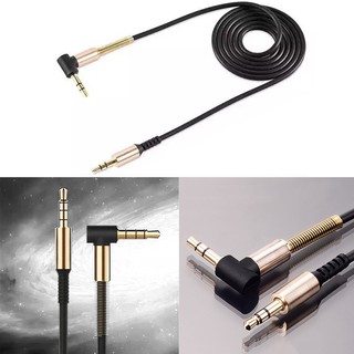 3.5Mm Male To Male Audio Cable Flexible Spring Elbow 1M Aux Line Black