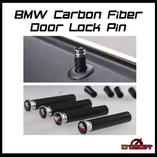 [Shop Malaysia] [READY STOCK] CT CONCEPT BMW DOOR LOCK PIN CARBON FIBER STEEL LOOK 4 PCS/SET