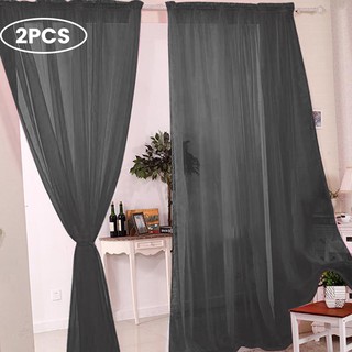 2 Pcs Sheer Curtain Tulle Curtain Slot Top Rod Panels Net Voile Curtains