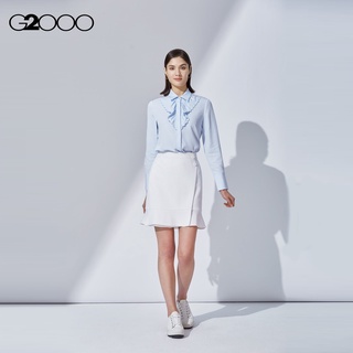 G2000 Women A-Shape Flare Skirt with Buttoned Detail - White