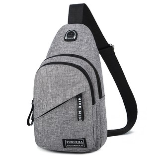 2019 new fashion men's chest bag earphone hole wear-resistant Oxford cloth chest small backpack ca