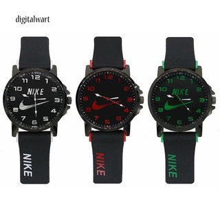 DG_Fashion Nike Pattern Men Round Dial Analog Display Silicone Strap Quartz Watch